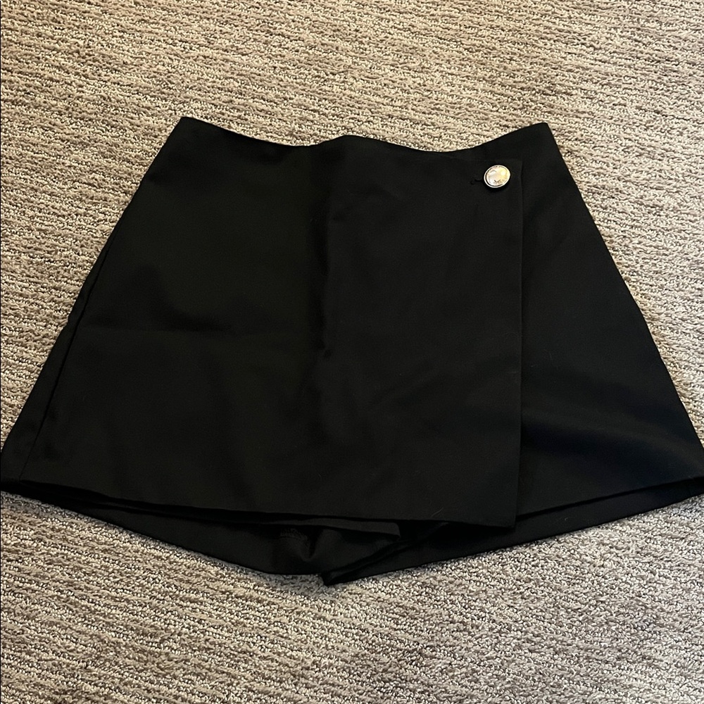 H&M Black Skort with Button Accent